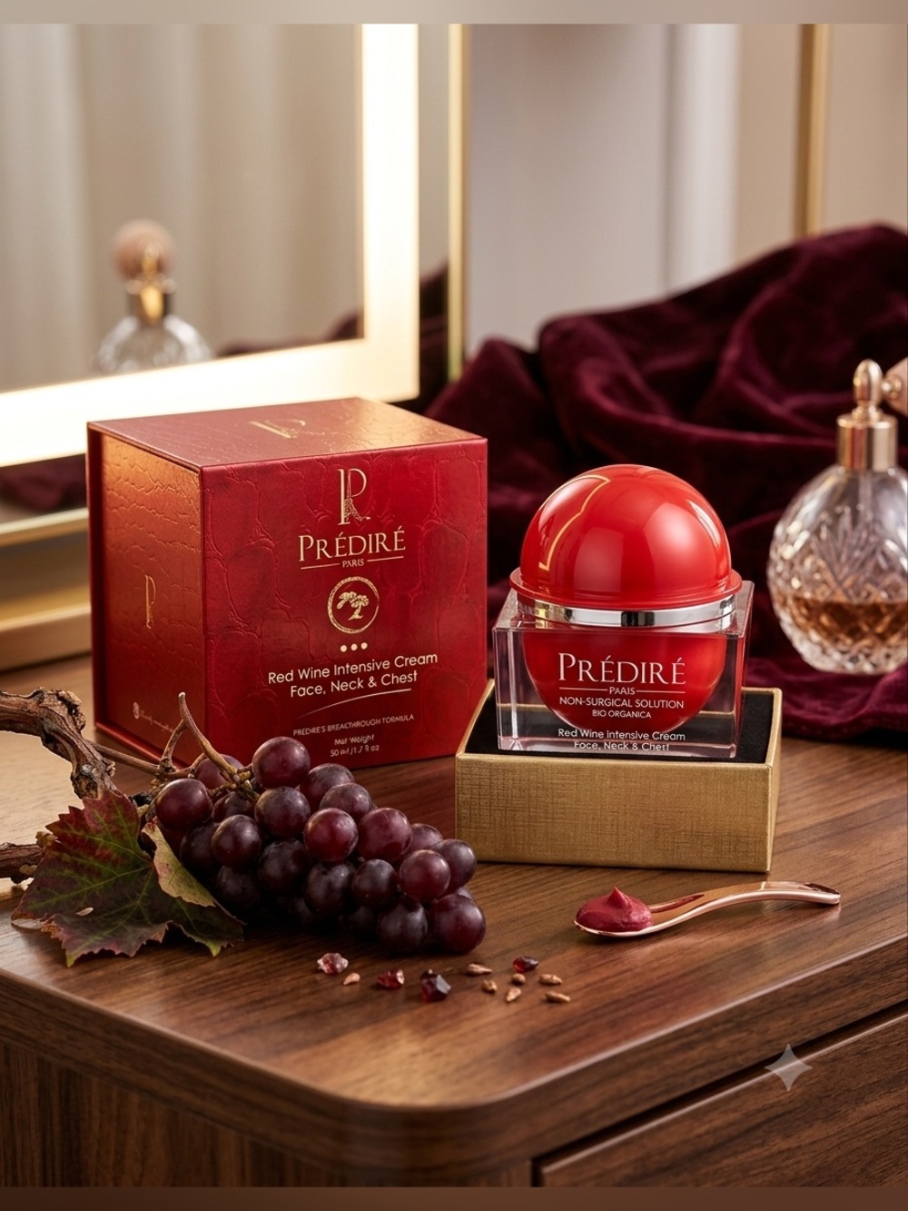Predire Red Wine Intensive Firming Cream for Face, Neck and Chest ~ Retail $950